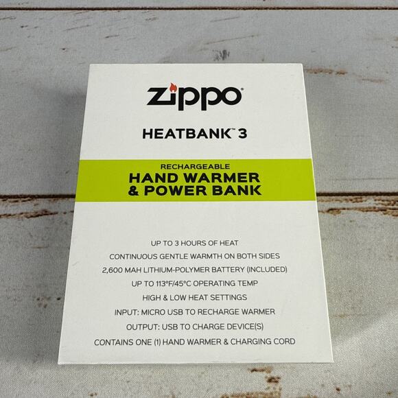 Zippo Black HeatBank 3 Rechargeable Hand Warmer – Power Bank, Tested & Portable - Picture 1 of 6
